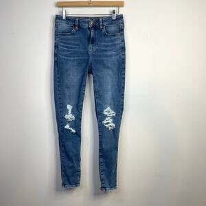 American Eagle Hi Rise Jeggings Distressed Thrashed Skinny Ankle Jeans womens 8